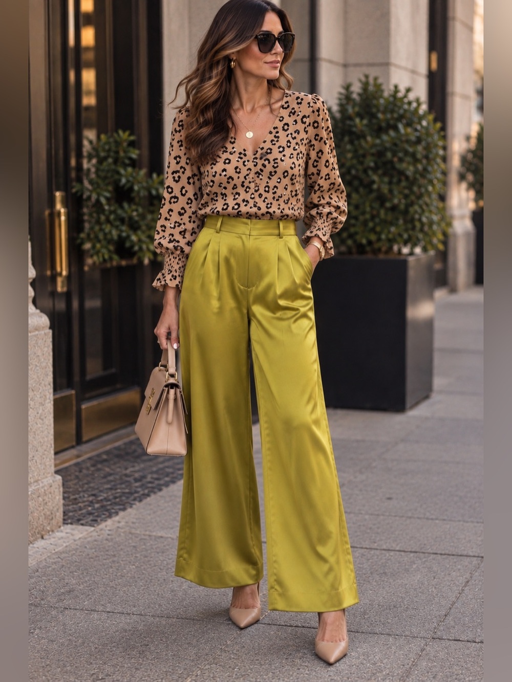 Leopard Print V-Neck Blouse
